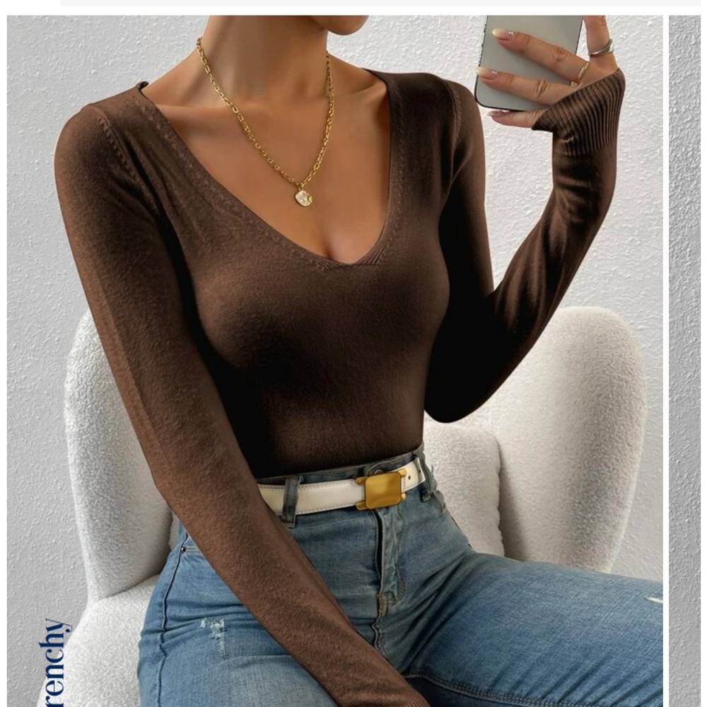 V Neck Cashmere Like Sweater